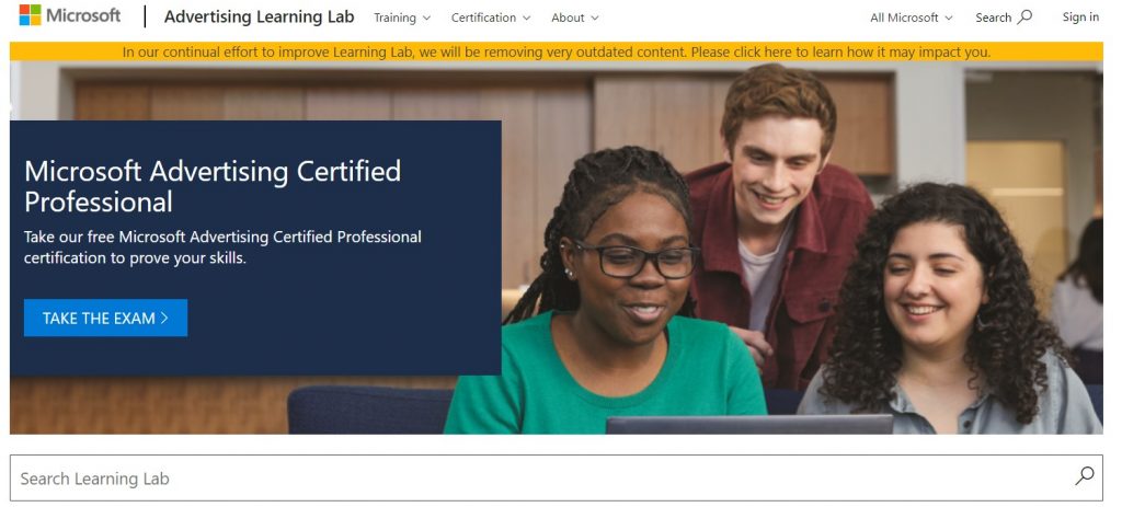 Microsoft Learning Lab website screenshot