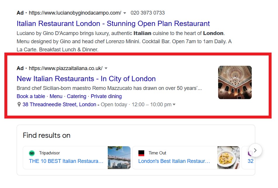Google Image Ad Extensions on the SERPs