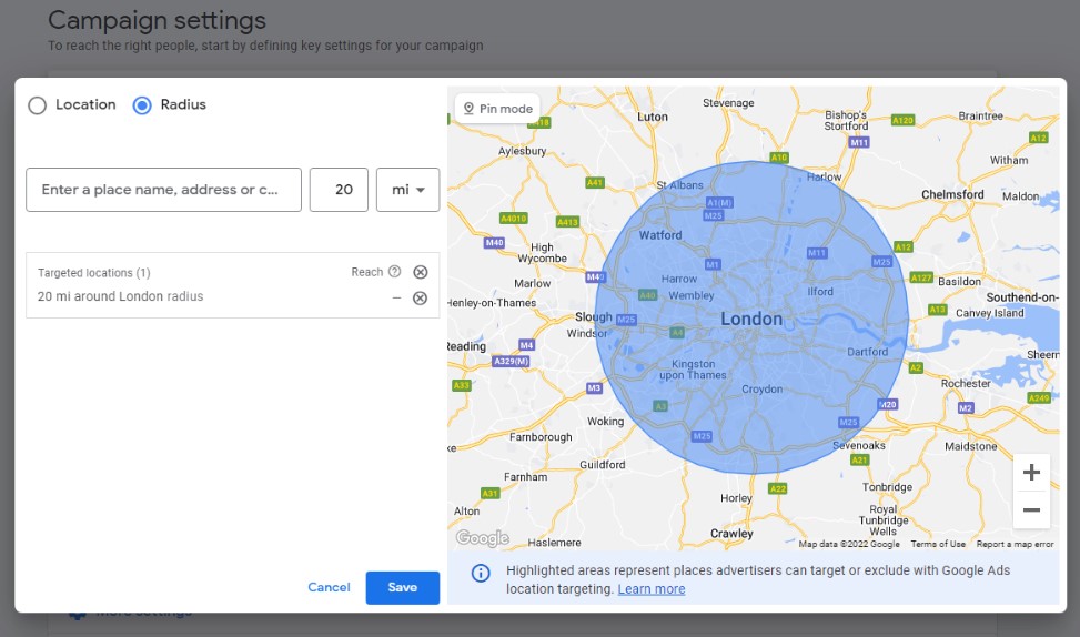 Selecting ads location by radius on Performance Max Campaign in Google Ads