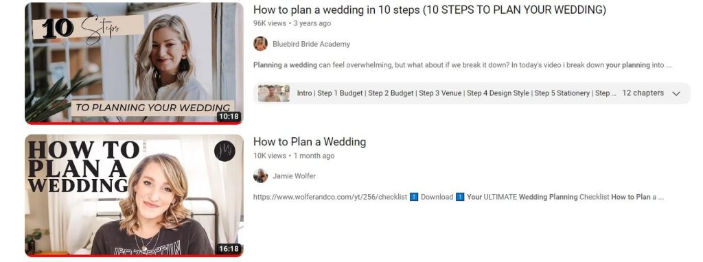 Screenshots of guide videos on YouTube
