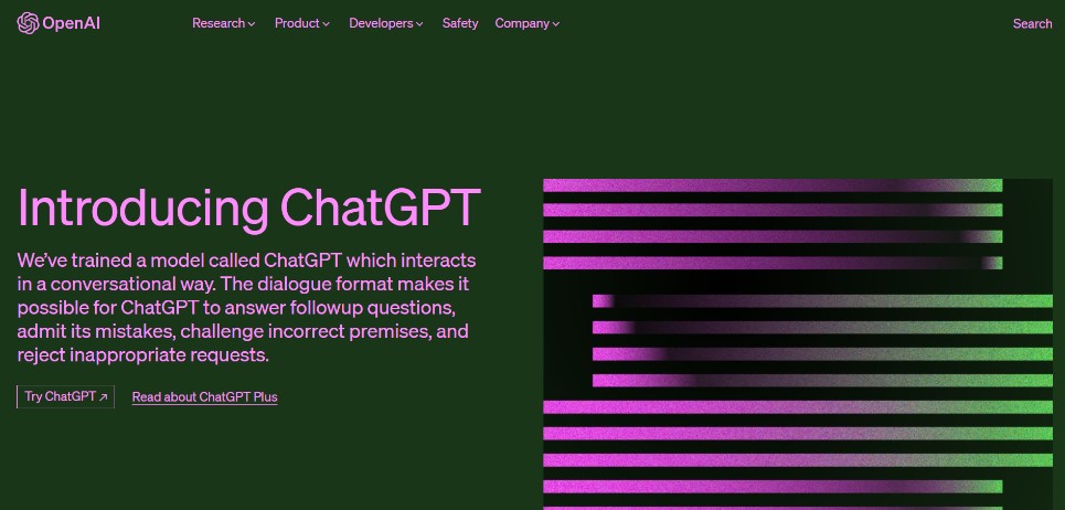 Homepage of ChatGPT