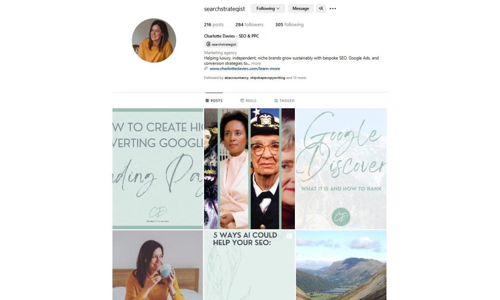 Instagram feed for Charlotte Davies