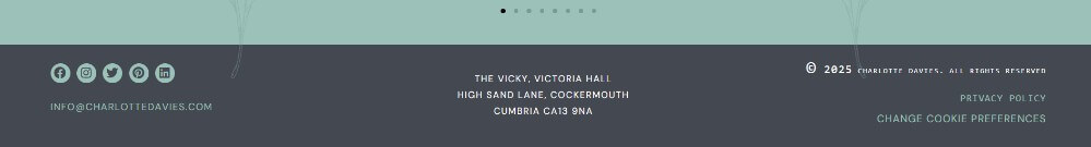 Contact details and social media icons in website footer