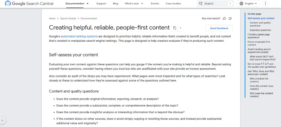 Extract from Google’s helpful content guide